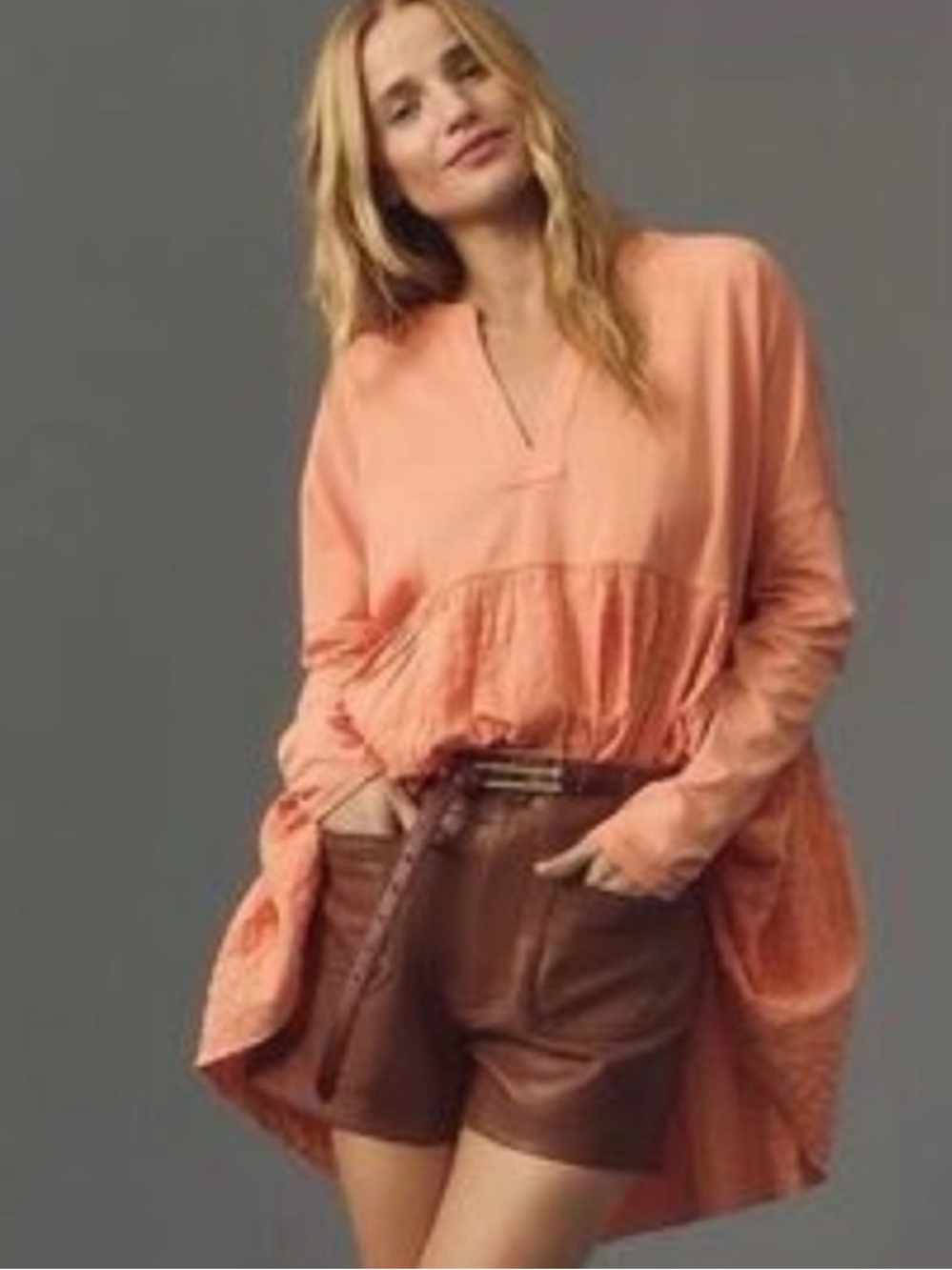 Anthropologie Pilcro Long-Sleeve Babydoll Blouse gingham top XS
